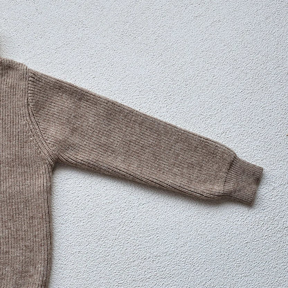 Kids Ribbed Turtleneck Sweater for Boys and Girls, Long Sleeve Knit Pullover in Beige, Brown or Black for Spring and Fall Layering, Sizes 12M-6T