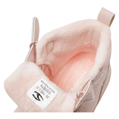 Winter Barefoot High-Top Shoes for Kids by HOBIBEAR, Wide Toe Box, Faux Fur Lining, Zero-Drop Rubber Sole and Adjustable Hook-and-Loop Strap