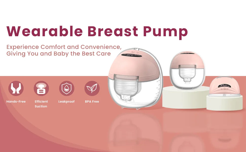 Wearable Breast Pump with 12 Suction Levels, BornBL S21 Hands-Free Electric Design with 3 Modes, USB-C Charging and 24 mm or 27 mm Options
