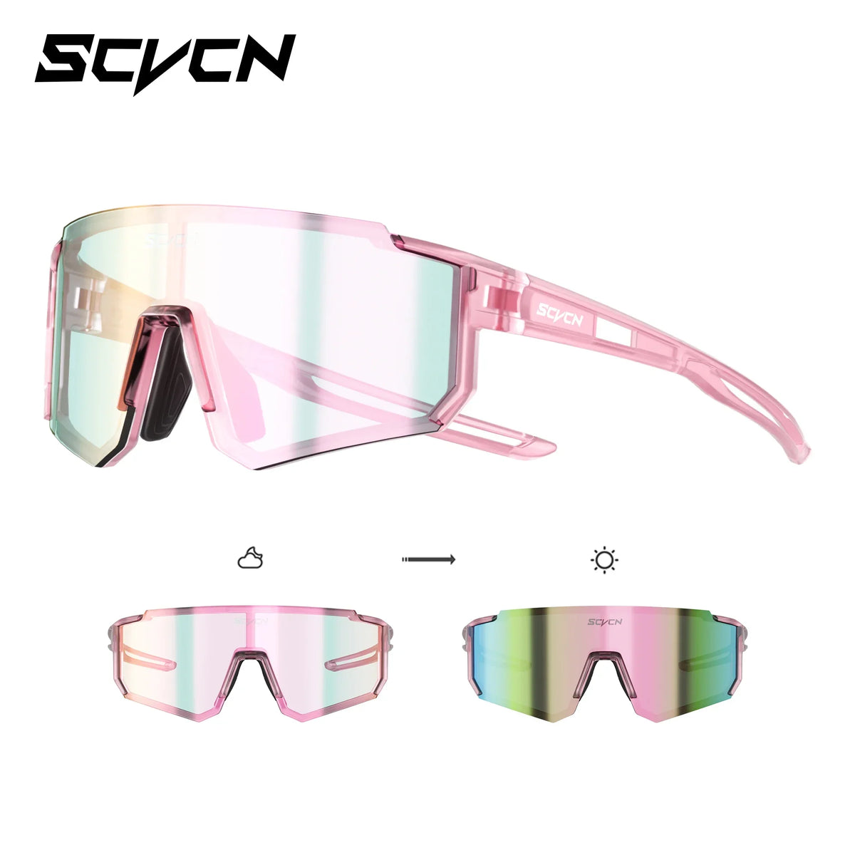Kids Cycling Sunglasses by SCVCN for Ages 6-14, UV400 TR90 Sports Eyewear with Adjustable Nose Pads and Photochromic or Polarized Options