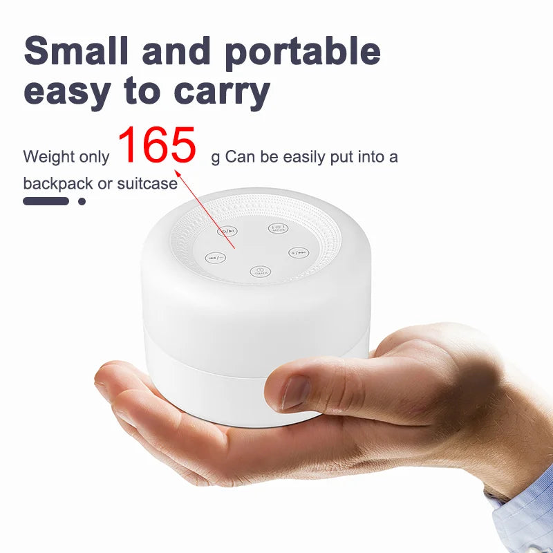 Color Light White Noise Machine with 7 Light Effects and 12 Sounds, 2000mAh Rechargeable Battery, Compact Sound Device for Nursery and Travel