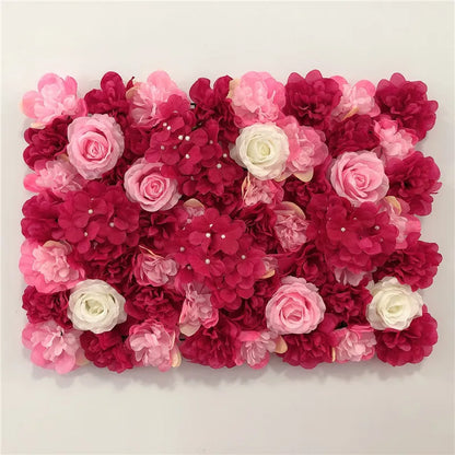 Artificial Flower Wall Panels with Fabric Roses, 40 x 60 cm Reusable Floral Backdrop for Baby Showers, Weddings, Birthdays & Home Decor