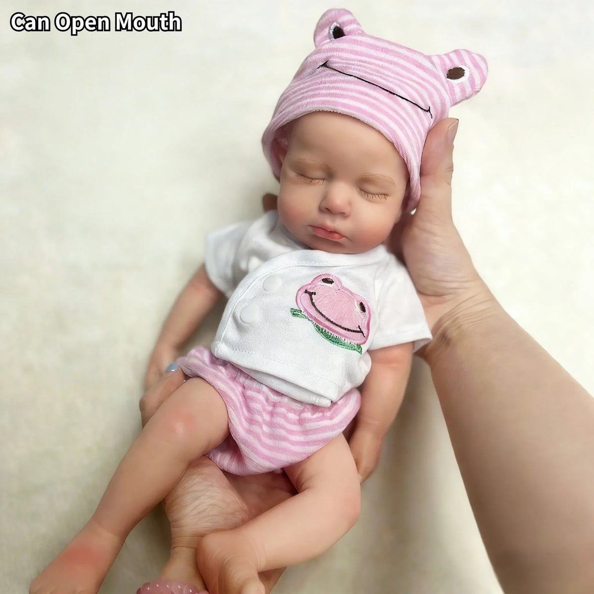Mini Silicone Reborn Baby Doll LouLou, 12–13 Inch Sleeping Boy or Girl with Painted Finish, Open-Mouth Design, Outfit, Bottle and Boxed Certificate