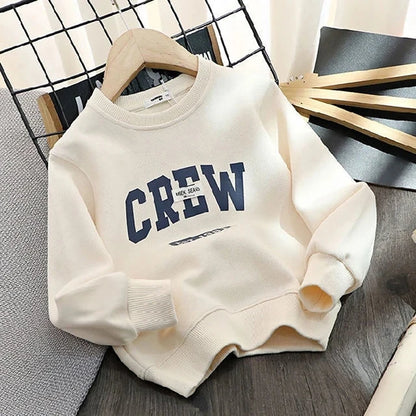 Striped Kids Sweatshirt with Crew Neck and Long Sleeves, Cotton Casual Pullover Top for Toddler Boys and Girls, Spring and Fall Layering