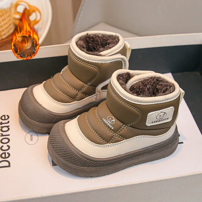 Kids Padded Snow Boots with Plush Lining, Wraparound Ankle Flaps and Chunky Soles, Boys and Girls Winter Shoes in Pink, Black or Brown