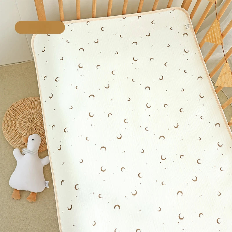 Washable Cotton Diaper Changing Mat, Large Waterproof Baby Changing Pad with Printed Designs for Everyday Nursery Diaper Care