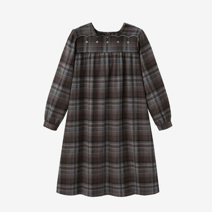 Sibling Matching Brown Plaid Clothing with Dress, Romper, Pants and Knitwear Options, AS AW26 Chestnut Styles for Babies, Kids and Teens