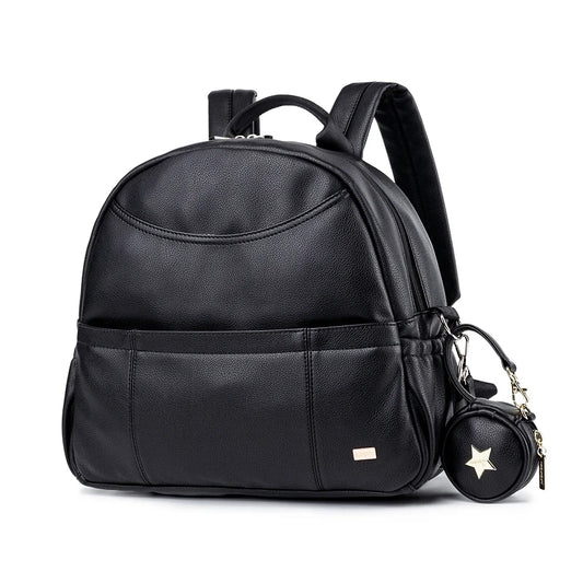 PU Diaper Bag Backpack with Zippered Storage and Front Pockets, 34 x 14 x 32 cm Baby Essentials Organizer for Parents and Everyday Outings