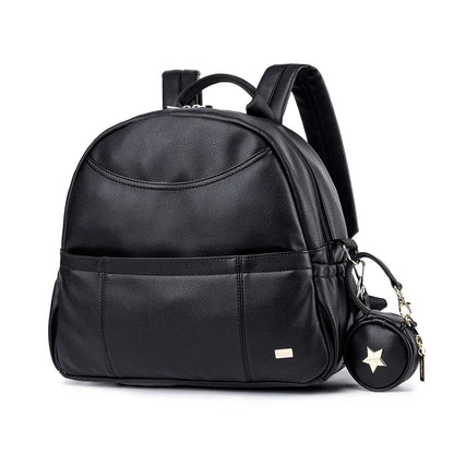 PU Diaper Bag Backpack with Zippered Storage and Front Pockets, 34 x 14 x 32 cm Baby Essentials Organizer for Parents and Everyday Outings