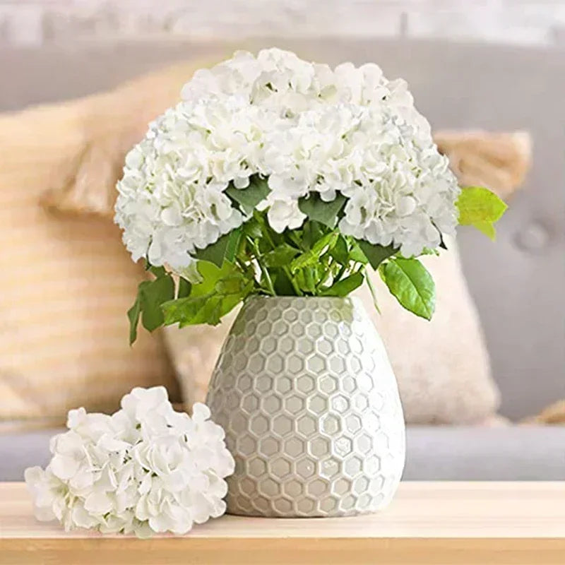Artificial Hydrangea Flower Heads, 50-Piece Silk-Fabric Floral Set with Stem or Leaf Options for DIY Wedding Centerpieces, Baby Showers and Home Decor