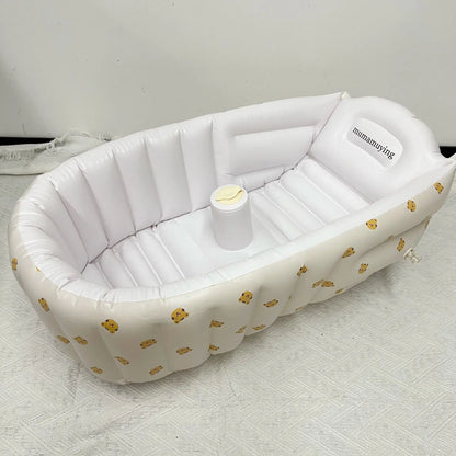Portable Baby Bath Tub with Built-In Air Pump, Inflatable PVC Bathtub in Animal and Olive Prints for Home Bathing and Family Travel
