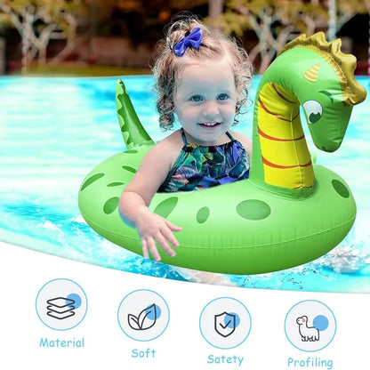 Animal Inflatable Pool Float Seat for Kids, Green Animal-Shaped PVC Swimming Ring for Supervised Summer Pool Play and Outdoor Water Parties