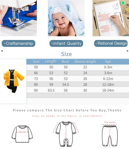 Baby Cosplay Romper with Anime-Inspired Layered Outfit Styling, Long Sleeve Cotton Infant Costume for Boys and Girls Photos and Halloween, 59-90 cm