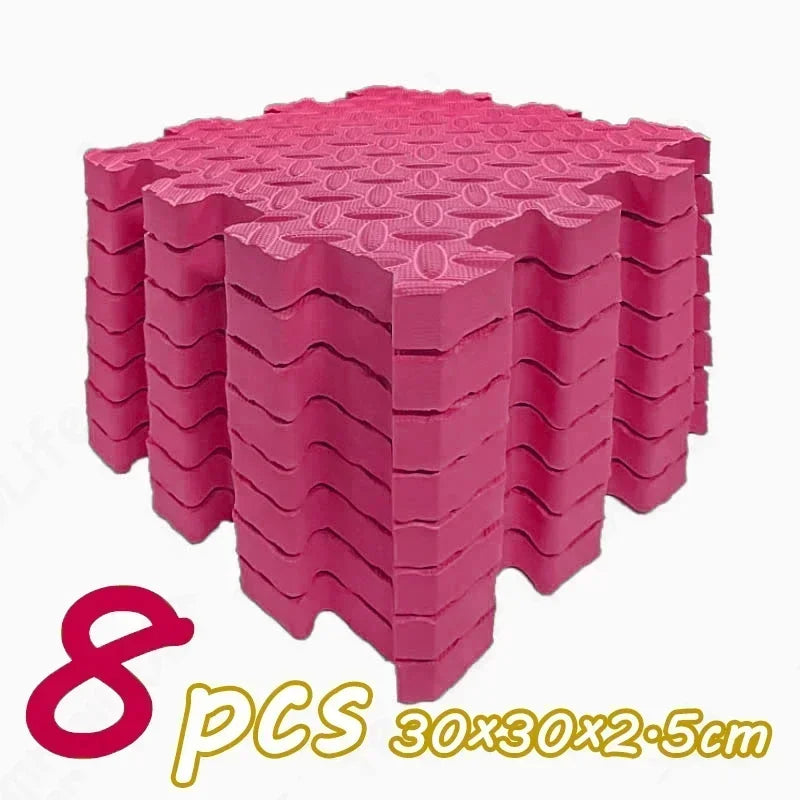 Thick Foam Crawling Mat Tiles, 8-Piece Interlocking Set with 2.5 cm Padding and 30 cm Squares for Nursery Corners and Supervised Baby Floor Play