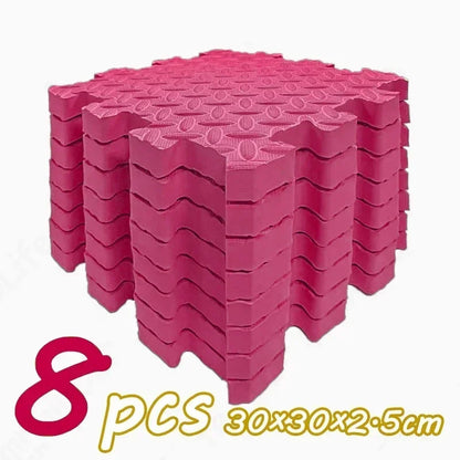 Thick Foam Crawling Mat Tiles, 8-Piece Interlocking Set with 2.5 cm Padding and 30 cm Squares for Nursery Corners and Supervised Baby Floor Play