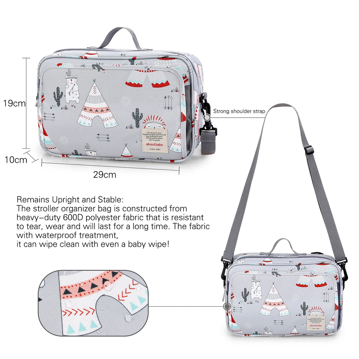 Baby Diaper Bag Wet Dry Storage Pouch with Printed Designs, Reusable Organizer for Diaper Changes, Baby Essentials and Everyday Outings
