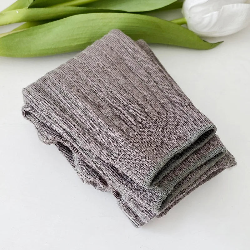 Ribbed Footless Leggings for Babies and Toddler Girls, Solid Color Knit Bottoms in Six Colors and Four Size Groups for Everyday Outfit Layering