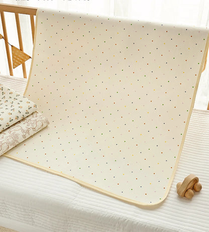 Washable Cotton Diaper Changing Mat, Large Waterproof Baby Changing Pad with Printed Designs for Everyday Nursery Diaper Care