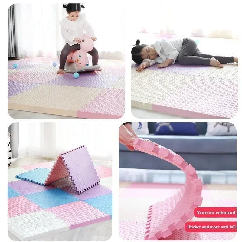 Baby Puzzle Play Mat with 30 cm Interlocking Foam Tiles, 1 cm Thick Textured Floor Padding in 8 or 16 Pieces for Supervised Indoor Play