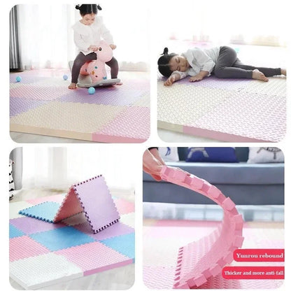 Baby Puzzle Play Mat with 30 cm Interlocking Foam Tiles, 1 cm Thick Textured Floor Padding in 8 or 16 Pieces for Supervised Indoor Play