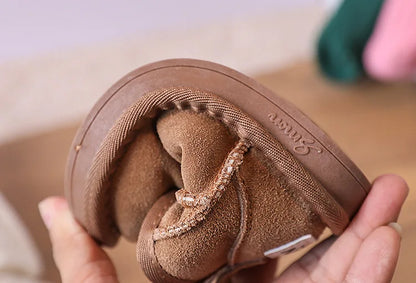 Toddler Plush Winter Booties with Contrast Stitching and Rear Pull Tabs, Camel, Black or Army Green Short Boots for Boys and Girls, Sizes 18-25
