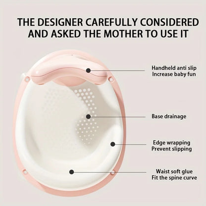 Temperature-Sensing Baby Bathtub with Digital Display, Compact Folding Bath Tub for Supervised Bathing and Small-Bathroom Storage