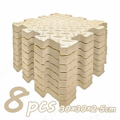 Thick Foam Crawling Mat Tiles, 8-Piece Interlocking Set with 2.5 cm Padding and 30 cm Squares for Nursery Corners and Supervised Baby Floor Play