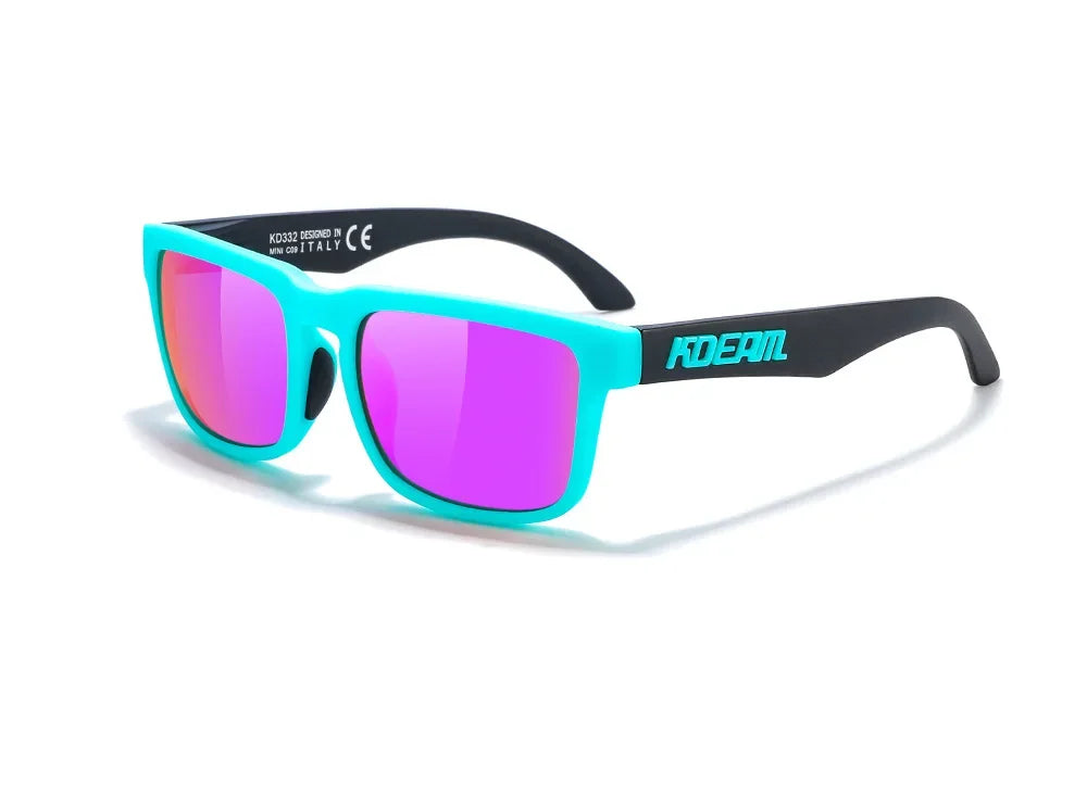 Kids Square Polarized Sunglasses by KDEAM, Lightweight TR90 Frames with Silicone Nose Pads for Boys and Girls Outdoor Play and Travel