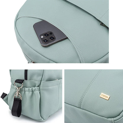 PU Diaper Bag Backpack with Zippered Storage and Front Pockets, 34 x 14 x 32 cm Baby Essentials Organizer for Parents and Everyday Outings