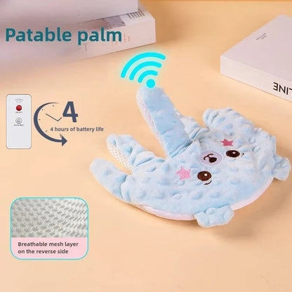 Hand-Shaped Remote Control Plush Toy with Animal Face, Rechargeable Inner Core, Adjustable Settings and Charging Cable for Adult-Operated Use