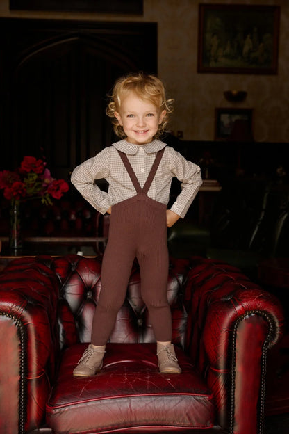 Sibling Matching Brown Plaid Clothing with Dress, Romper, Pants and Knitwear Options, AS AW26 Chestnut Styles for Babies, Kids and Teens