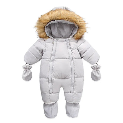 Infant Winter Snowsuit with Hood, Double Front Zippers and Quilted Design, Fleece-Lined Baby One-Piece for Boys and Girls, 3-24 Months
