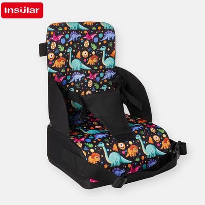 Portable Dining Booster Cushion by INSULAR, Foldable Toddler Chair Seat Pad with Backrest and Buckle Straps for Supervised Home and Away Meals