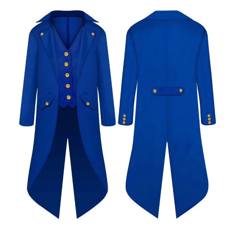 Gothic Costume Tailcoat for Adults and Kids, Polyester Steampunk Cosplay Coat for Halloween Parties, Renaissance Festivals and Stage Performances