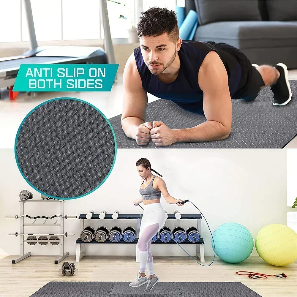 Foam Gym Flooring Tiles with Interlocking Puzzle Edges, Textured EVA 30 cm Floor Mats for Home Workouts and Supervised Playroom Activities