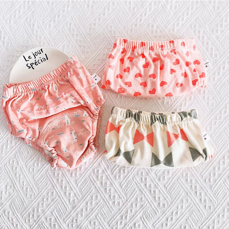 Toddler Potty Training Pants 3-Pack, 6-Layer Washable Cotton Learning Underwear with Elastic Waist and TPU Layer in 8–18 kg Size Options