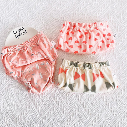 Toddler Potty Training Pants 3-Pack, 6-Layer Washable Cotton Learning Underwear with Elastic Waist and TPU Layer in 8–18 kg Size Options