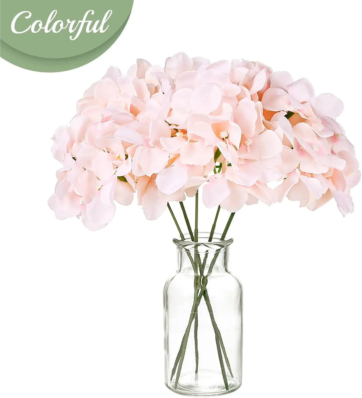 Silk Hydrangea Flower Heads, 25-Piece Artificial Flowers with Flexible Stems for DIY Wedding Centerpieces, Baby Shower and Home Party Decor