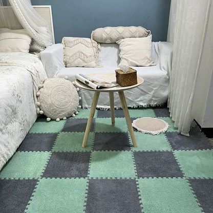 Interlocking Carpet Floor Tiles, Plush 30 cm EVA Foam Puzzle Squares with 1 cm Cushioning for Nursery Corners and Kids Indoor Playrooms