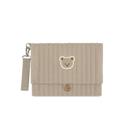 Hanging Diaper Organizer Bag with Foldable Design, Bear Detail and Wrist Strap for Baby Essentials, Everyday Outings and Family Travel