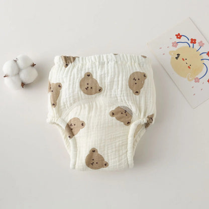 Printed Cotton Potty Training Pants, Single Reusable Learning Underwear with Pull-On Waist for Babies and Toddlers in Sizes 80–110