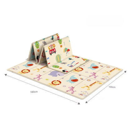 Foldable Baby Activity Mat with Double-Sided Prints, LDPE Padded Wipe-Clean Floor Surface and Carry Bag for Supervised Tummy Time and Toddler Play