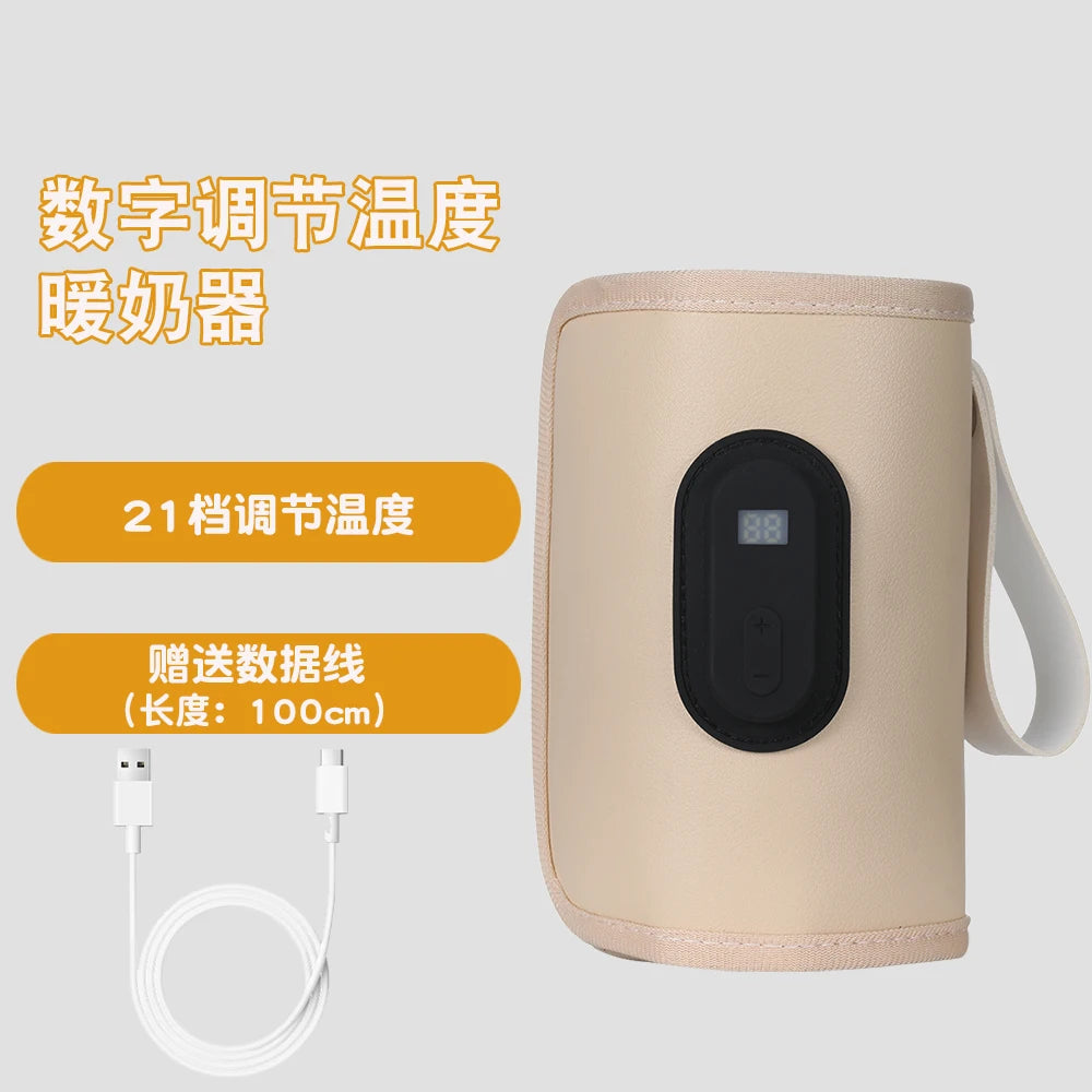 Digital Bottle Warming Wrap with 21 Temperature Levels, USB Powered Baby Milk Warmer Sleeve for Travel Using a 5V 2A External Power Source