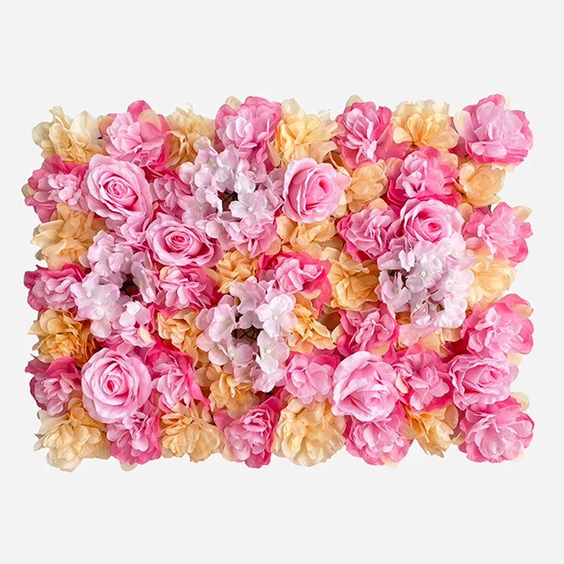 Artificial Flower Wall Panels with Fabric Roses, 40 x 60 cm Reusable Floral Backdrop for Baby Showers, Weddings, Birthdays & Home Decor