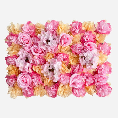 Artificial Flower Wall Panels with Fabric Roses, 40 x 60 cm Reusable Floral Backdrop for Baby Showers, Weddings, Birthdays & Home Decor