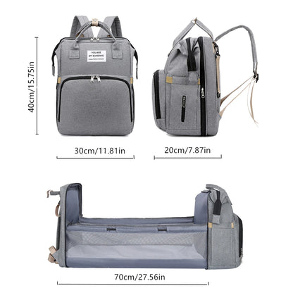 Diaper Backpack with Three Insulated Bottle Pockets and Fold-Out Changing Station, Multi-Pocket Baby Supply Bag for Moms and Dads on Everyday Outings