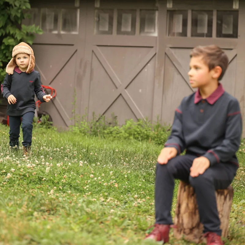 Maroon Gingham Sibling Matching Outfits, Cotton Navy and Burgundy Sweatshirt Dresses, Tops, Jumpers and Baby Rompers for Boys and Girls
