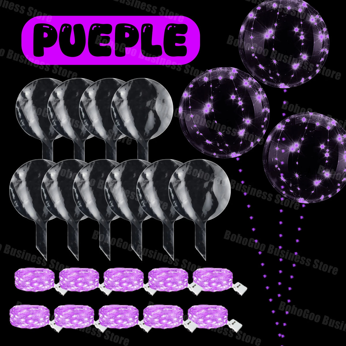 LED Light Up Balloons with Batteries and Clear Bobo Balloon Design, 10-100 Set Options for Wedding Receptions, Proposals and Birthday Party Decor