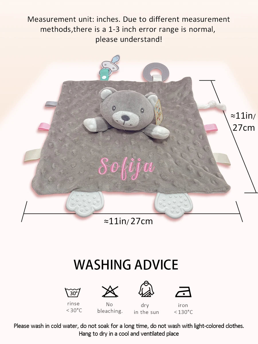 Personalized Minky Baby Blanket and Animal Lovey Options with Custom Name Embroidery, Textured Dot Keepsake for Boys and Girls and Baby Shower Gifts