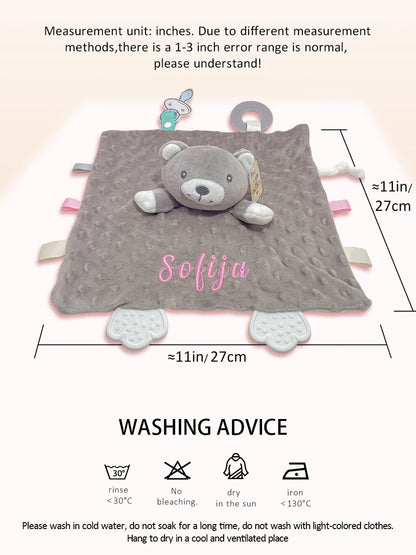 Personalized Minky Baby Blanket and Animal Lovey Options with Custom Name Embroidery, Textured Dot Keepsake for Boys and Girls and Baby Shower Gifts